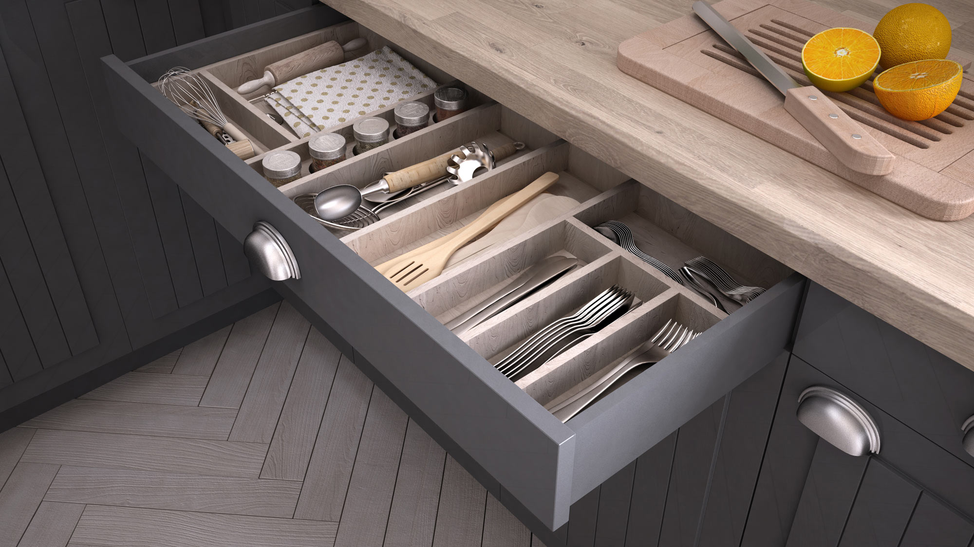 custom cabinet drawers, kitchen storage
